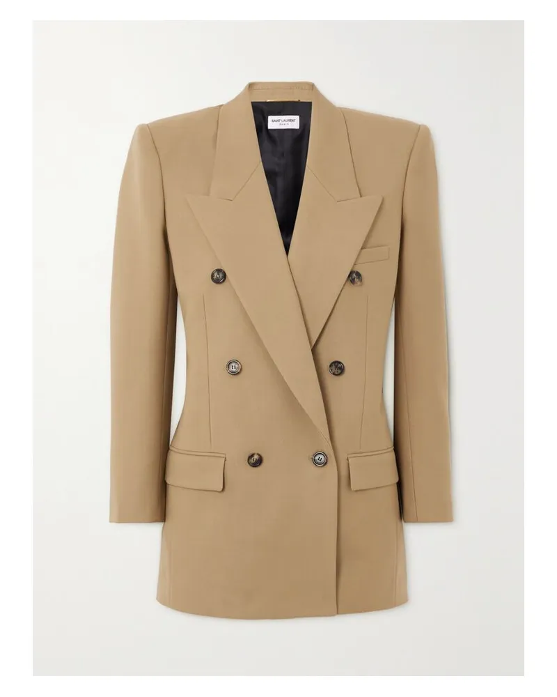 Saint Laurent Doppelreihiger Blazer Aus Woll-twill - Neutral Neutral
