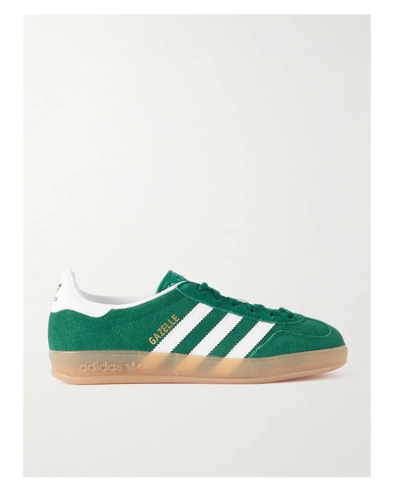 adidas Gazelle Indoor Pro Sneakers Aus Veloursleder Mit Lederbesätzen - Grün Grün
