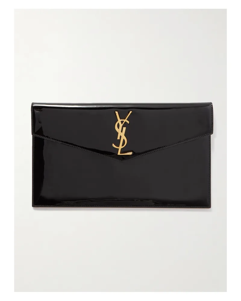 Saint Laurent Uptown Patent-leather Pouch - Black Black