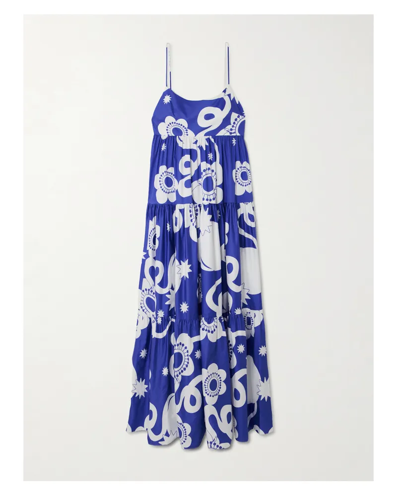 Borgo De Nor Merle Maxikleid Aus Baumwollpopeline Mit Blumenprint - Blau Blau
