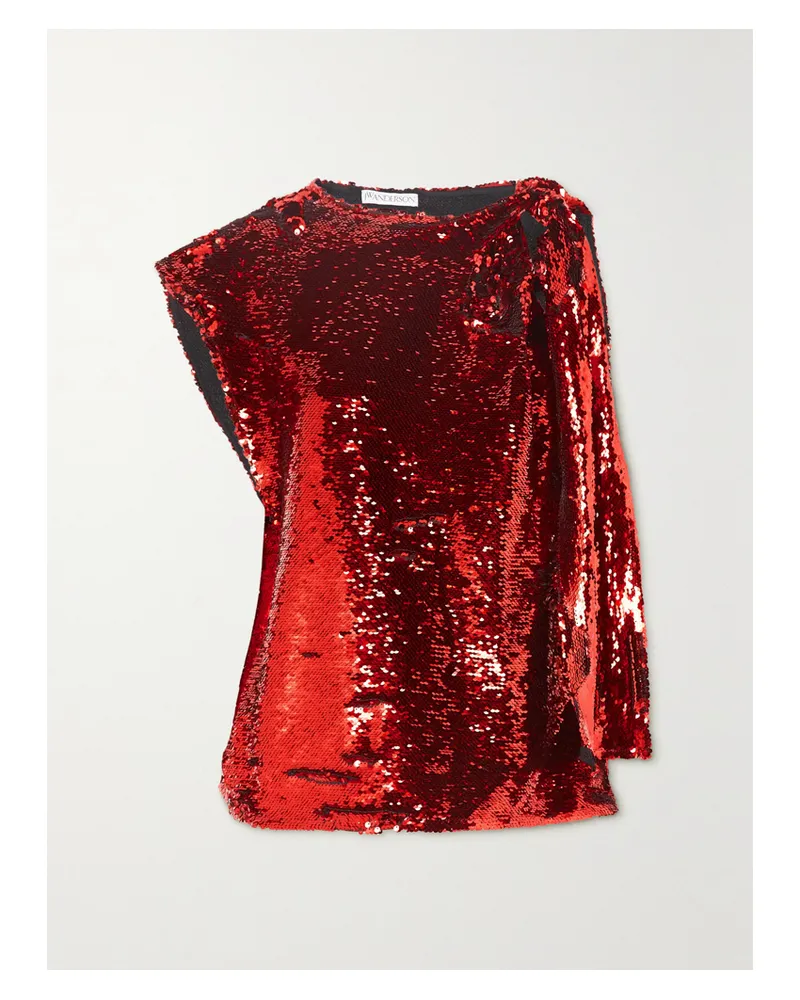 J.W.Anderson Oberteil Aus Satin Mit Pailletten Und Bändern - Rot Rot