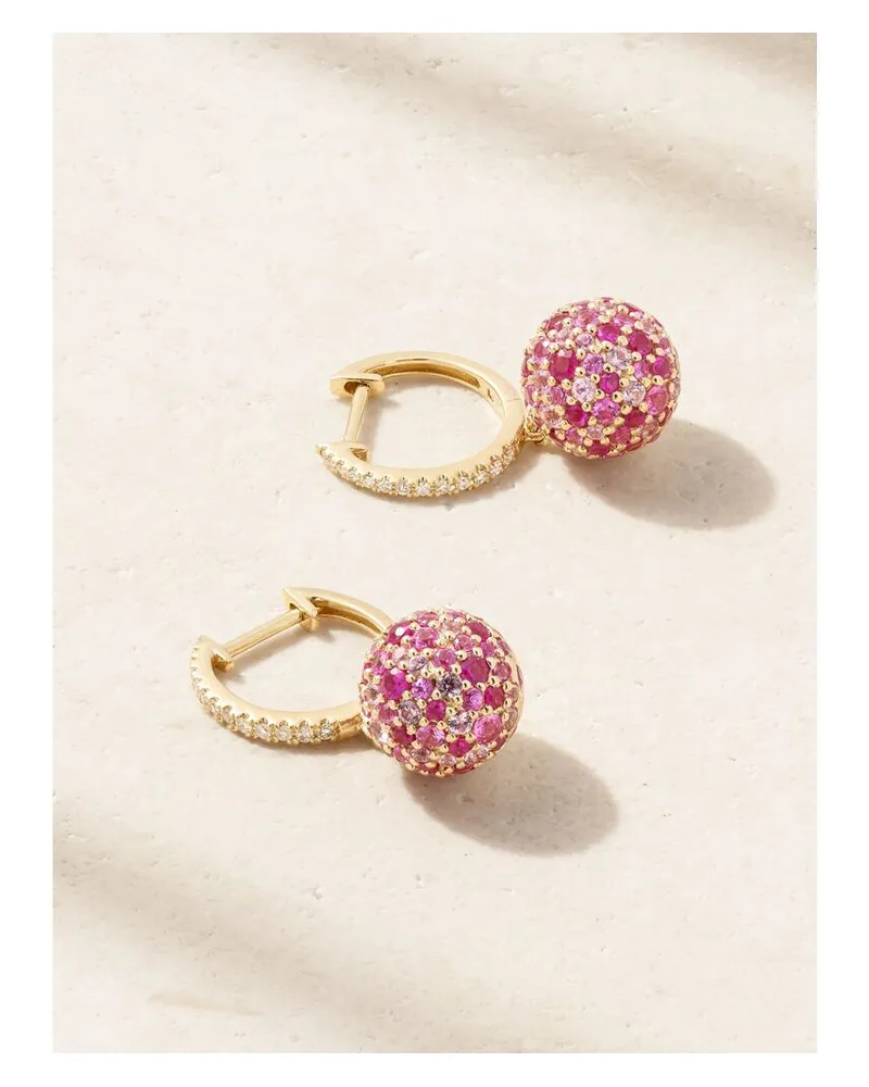 Roxanne First Bauble Creolen Aus 14 Karat Gold Mit Saphiren Und Diamanten - Pink Pink