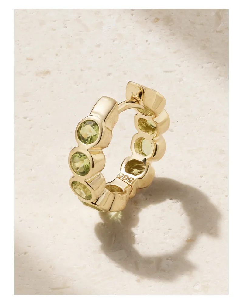 42 Suns Einzelne Kleine Creole Aus 14 Karat Gold Mit Peridoten - Grün Grün