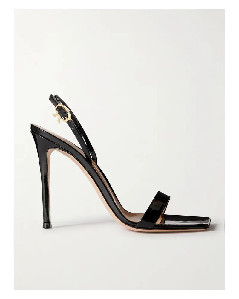 Gianvito Rossi Ribbon 105 Slingback-sandalen Aus Lackleder - Schwarz Schwarz