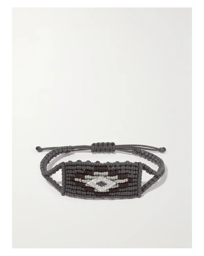 Diane Kordas Evil Eye Armband Aus Geflochtener Kordel Mit Diamanten, Saphiren Und Details Aus 14 Karat Gold - Schwarz Schwarz