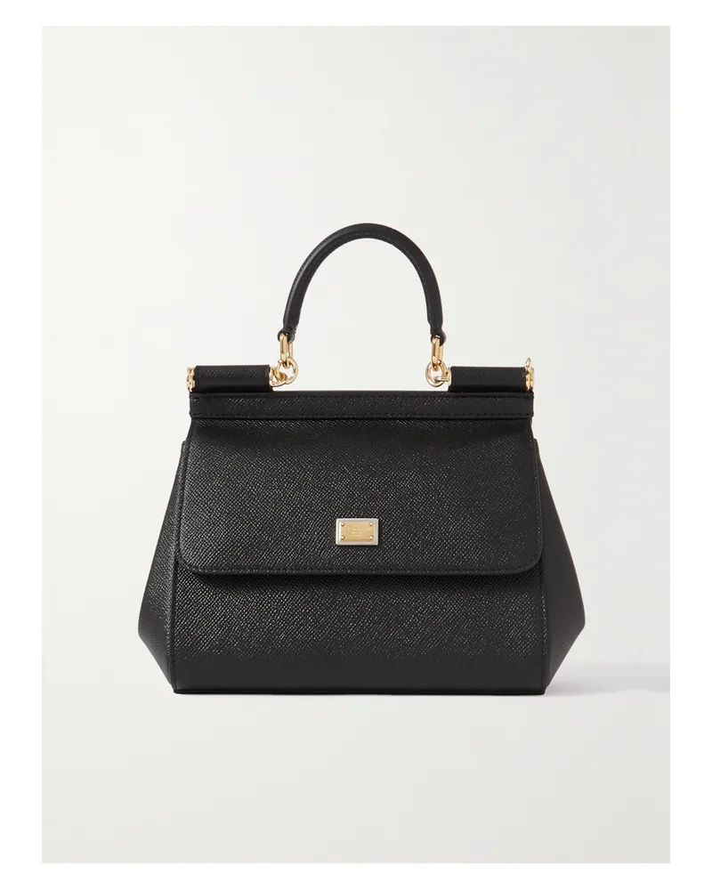 Dolce & Gabbana Sicily Small Textured-leather Shoulder Bag - Black Black