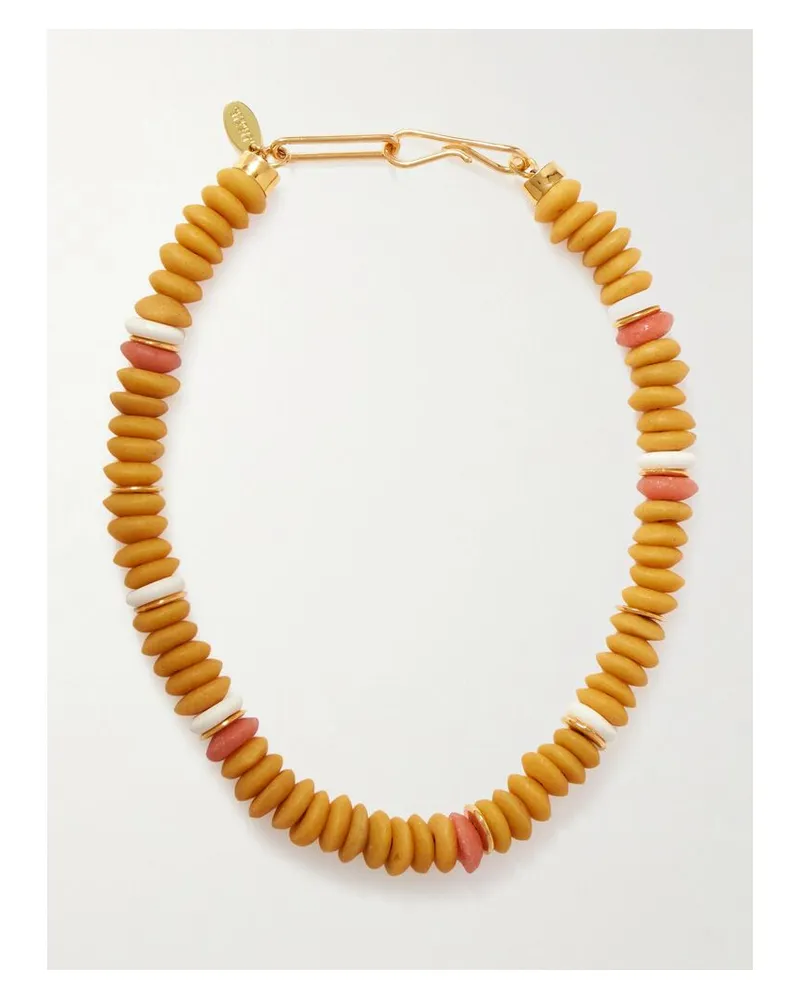 Lizzie Fortunato Laguna Kette Mit Zierperlen Und Goldfarbenen Details - Gelb Gelb