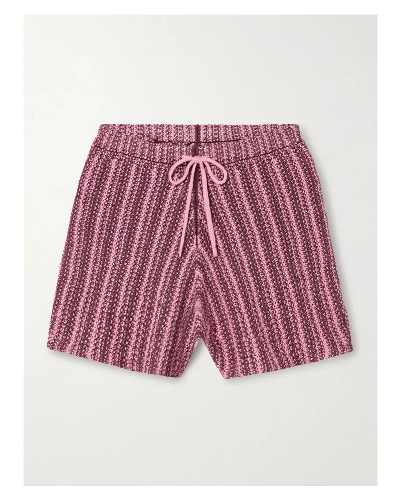 The Elder Statesman Shorts Aus Gehäkelter Baumwolle Mit Streifenmuster - Pink Pink
