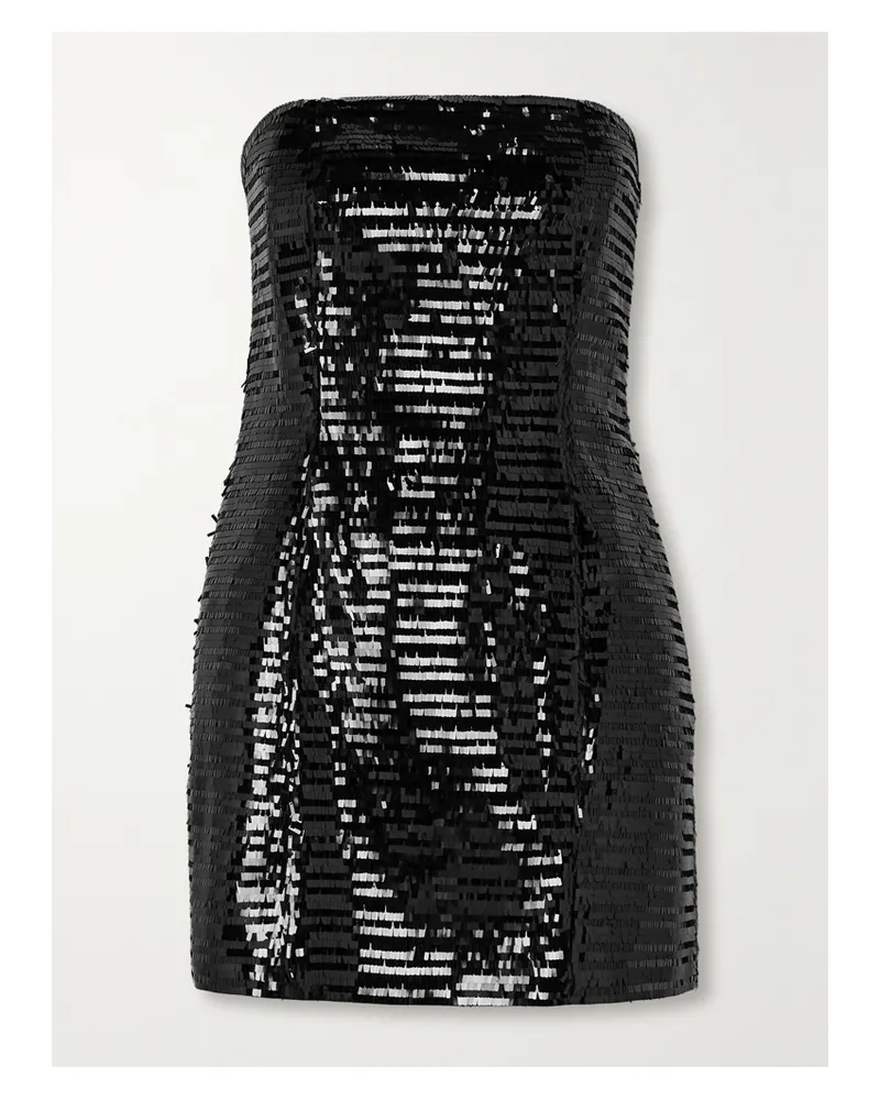 A.L.C. Elsie Trägerloses Minikleid Aus Satin Mit Pailletten - Schwarz Schwarz