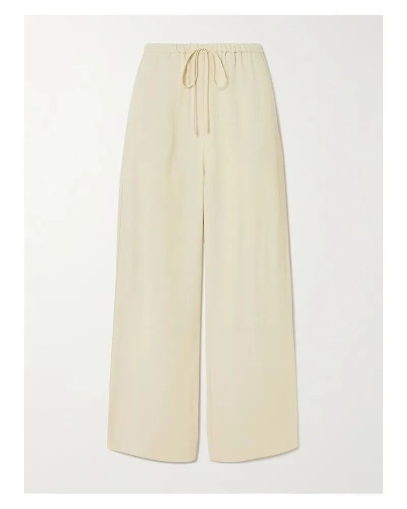 Totême Hose Mit Weitem Bein Aus Gestreiftem Jacquard - Creme Creme