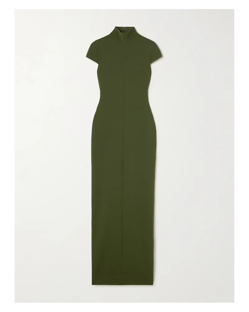 Solace London Lang Robe Aus Stretch-crêpe - Grün Grün