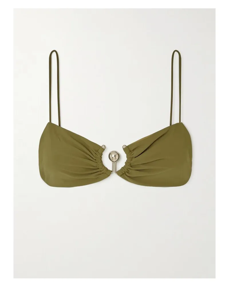 Christopher Esber Orbit Bikini-oberteil Mit Raffungen Und Verzierung - Grün Grün