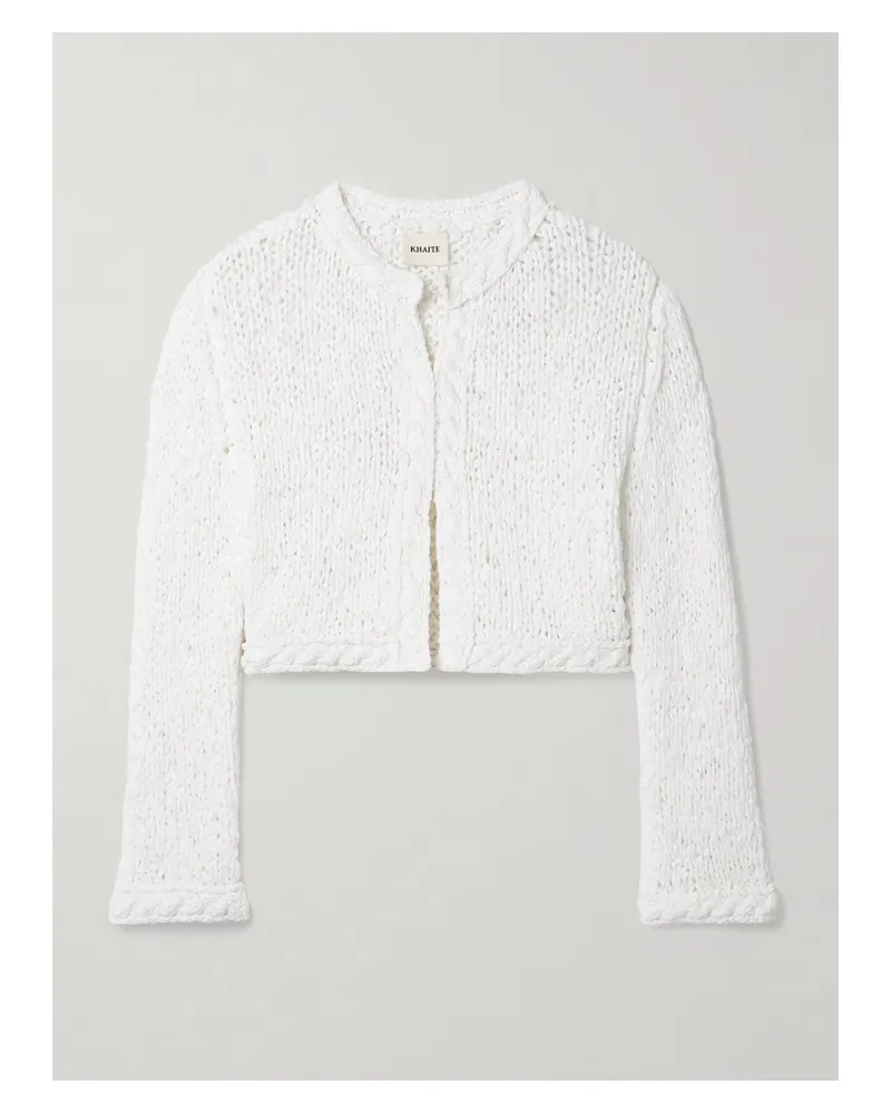 KHAITE Genevieve Verkürzter Cardigan Aus Lochstrick Aus Einer Baumwollmischung - Weiß Weiß