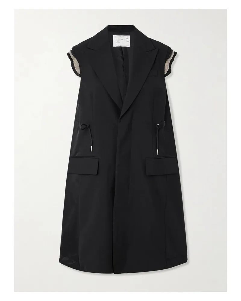 Sacai Weste Aus Grain De Poudre Und Shell Mit Canvas-besätzen - Schwarz Schwarz