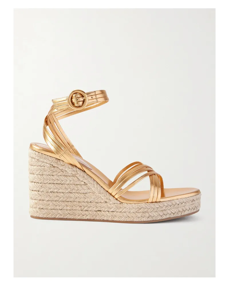 Gianvito Rossi Espadrille-wedges Aus Metallic-leder - Gold Gold