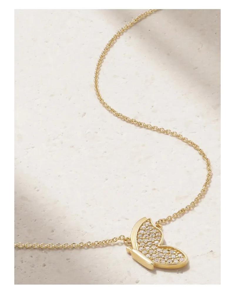 Sydney Evan Small Flying Butterfly Kette Aus 14 Karat Gold Mit Diamanten Gold