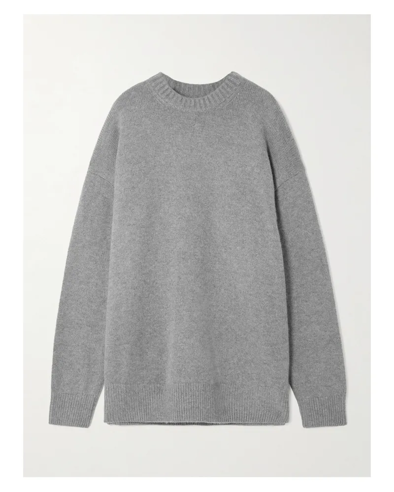 SKIMS Cashmere Oversized Sweater – Dark Heather Gray – Oversized-kaschmirpullover - Grau Grau