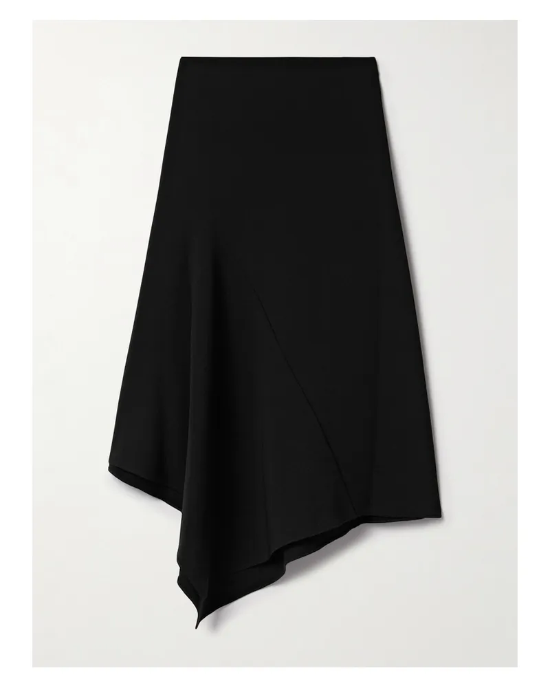 Theory Asymmetric Draped Paneled Crepe Skirt - Black Black