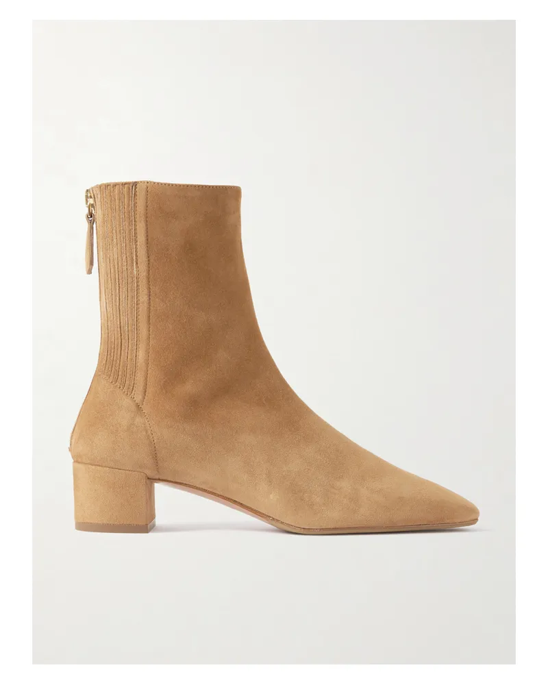 Aquazzura Saint Honoré 35 Ankle Boots Aus Veloursleder - Braun Braun