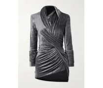 Magnetic Minikleid Aus Samt In Knitteroptik Mit Raffungen Und Twist-details - Grau