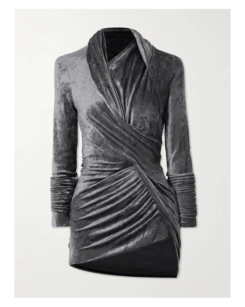 Rick Owens Magnetic Minikleid Aus Samt In Knitteroptik Mit Raffungen Und Twist-details - Grau Grau