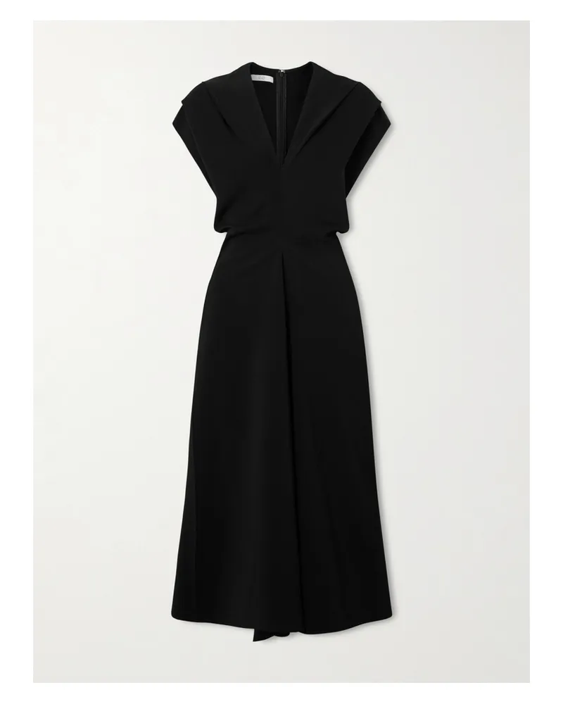 Co Banana Cut Shift Midikleid Aus Glänzendem Jersey - Schwarz Schwarz