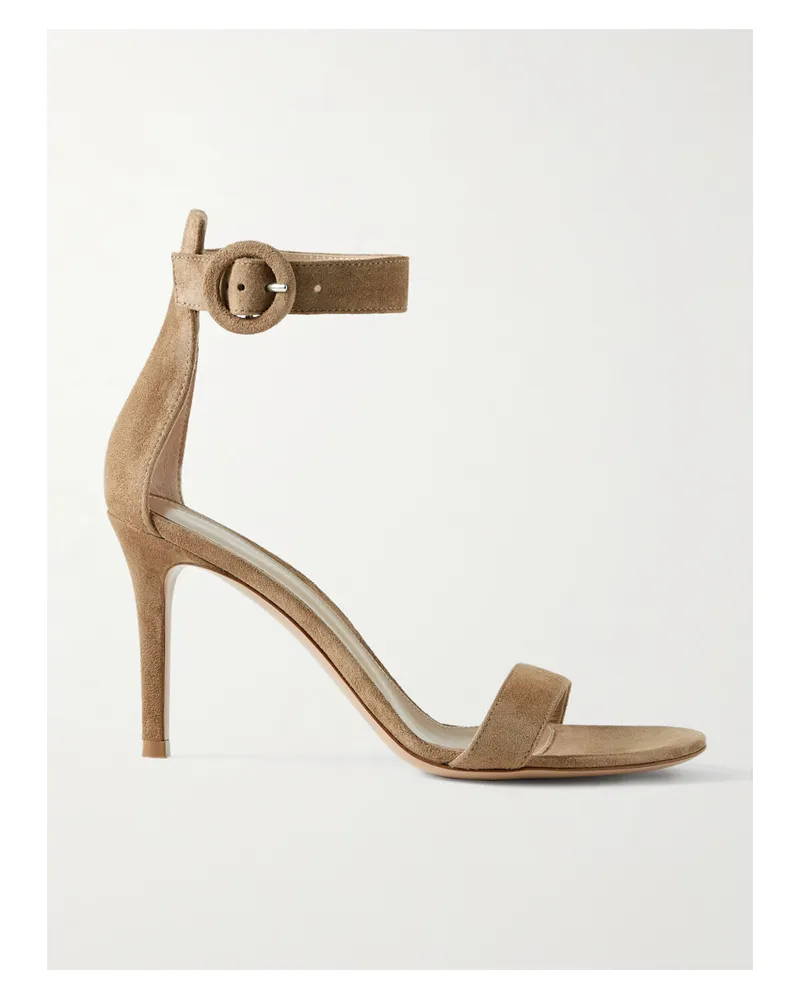 Gianvito Rossi Portofino 85 Sandalen Aus Veloursleder - Braun Braun