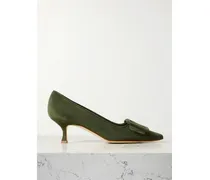 Maysale 50 Buckled Suede Pumps - Green