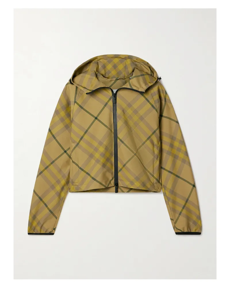 Burberry Verkürzte Jacke Aus Kariertem Twill Mit Kapuze - Gelb Gelb