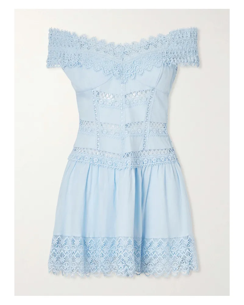 Charo Ruiz Eliane Cotton-blend Mini Dress - Blue Blue