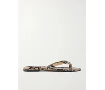 Melody Snake-effect Leather Flip Flops - Animal Print