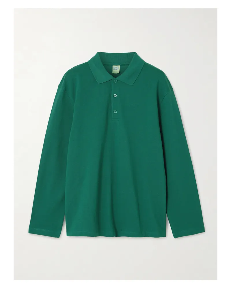 Flore Flore Diana Organic Cotton-piqué Polo Shirt - Green Green
