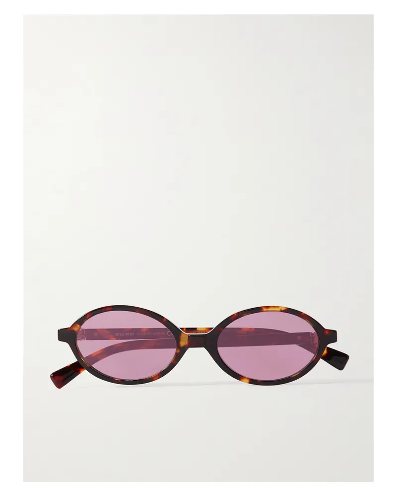Miu Miu Oval-frame Tortoiseshell Acetate Sunglasses Tortoiseshell