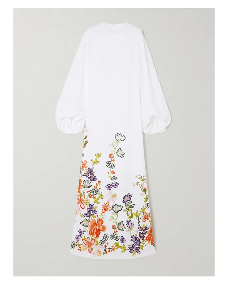 COSTARELLOS Zinnia Robe Aus Crêpe Mit Stickereien - Wollweiß Wollweiß