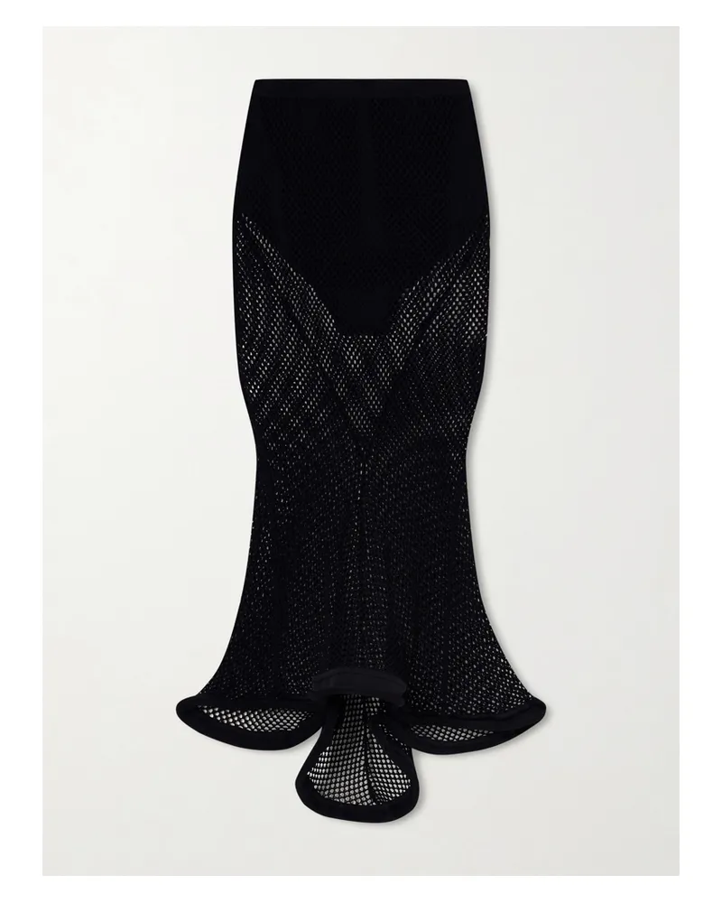Givenchy Ruffled Mesh Midi Skirt - Black Black