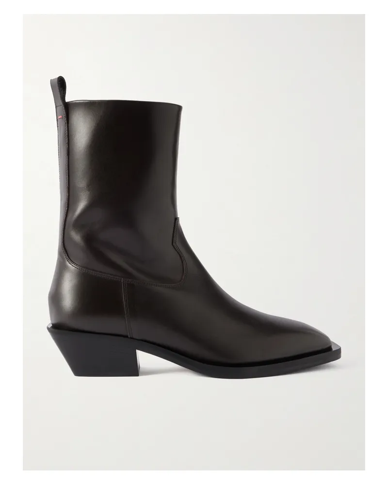 aeyde Luis Leather Ankle Boots - Brown Brown