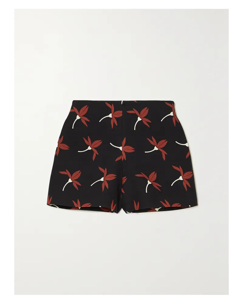 Valentino Garavani Shorts Aus Einer Wollmischung Mit Blumenprint - Schwarz Schwarz