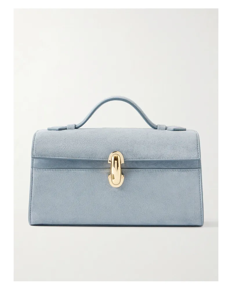 SAVETTE Symmetry Pochette Suede Tote - Blue Blue