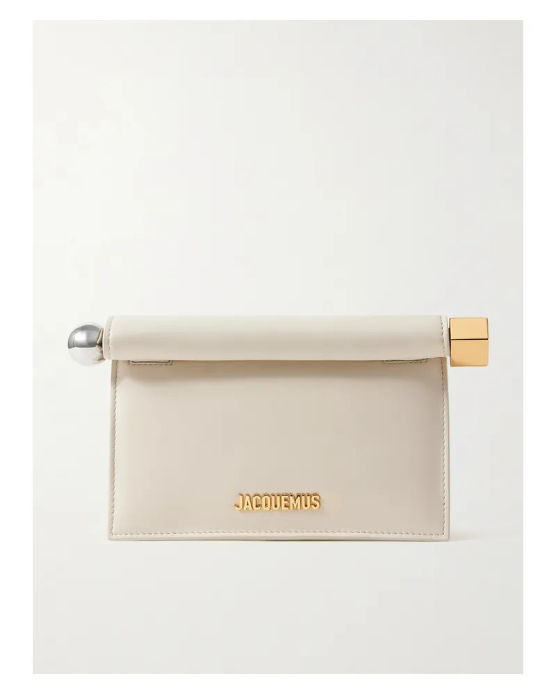 Jacquemus Pochette Kleine Clutch Aus Leder Mit Kristallen - Elfenbein Elfenbein