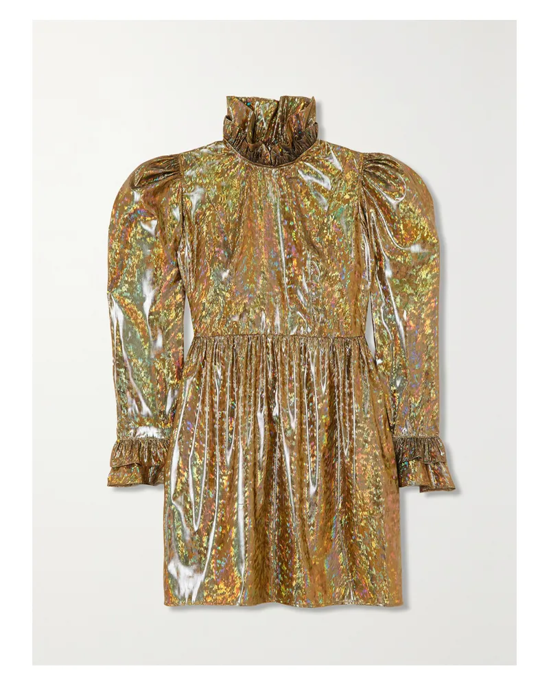 BATSHEVA Prairie Minikleid Aus Changierendem Lamé Mit Rüschen - Gold Gold