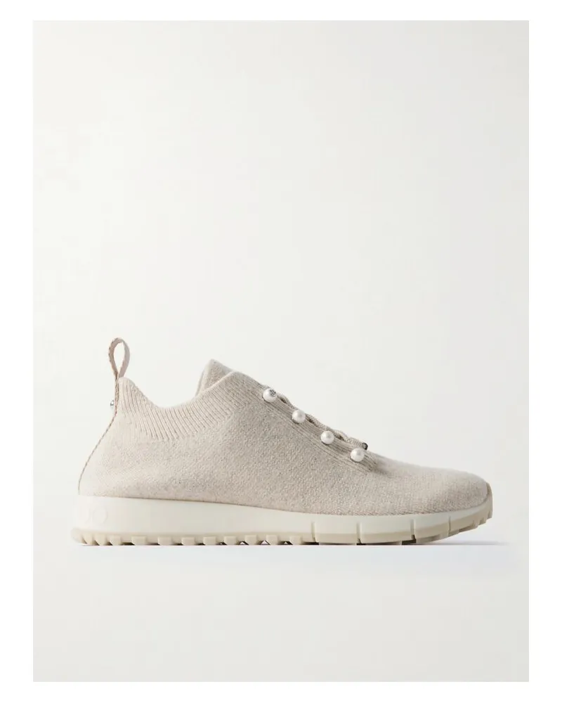 Jimmy Choo Veles Sneakers Aus Strick Mit Kunstperlen - Neutral Neutral