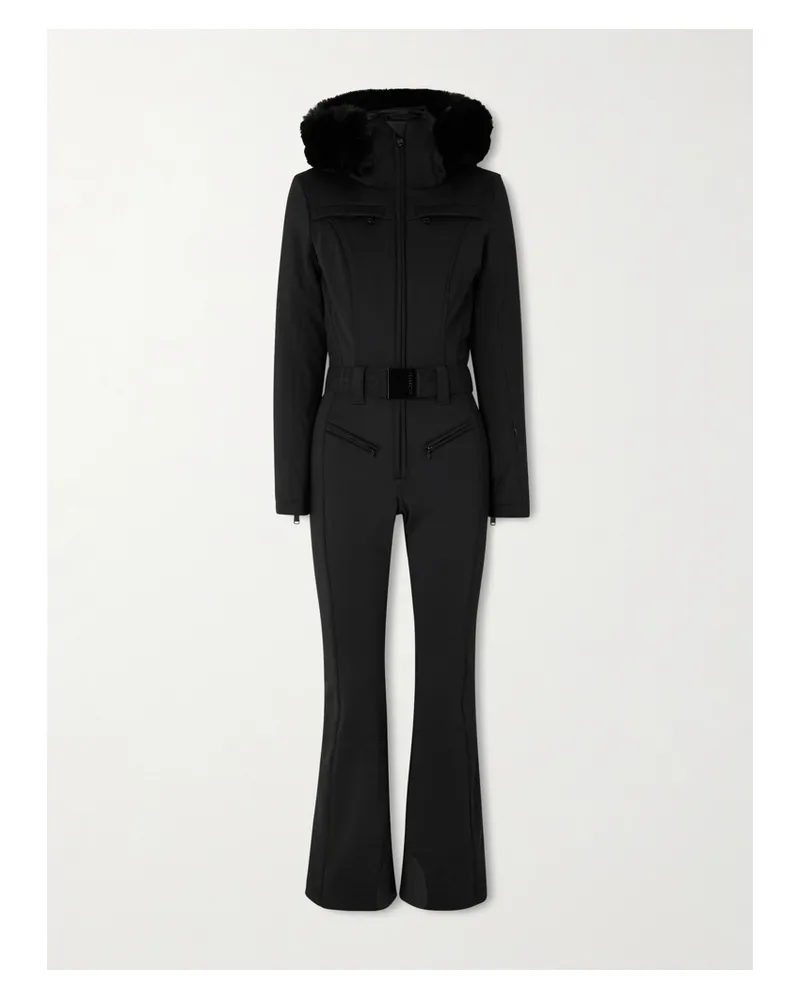 GOLDBERGH Parry Skianzug Mit Kapuze, Gürtel Und Plüschbesatz - Schwarz Schwarz