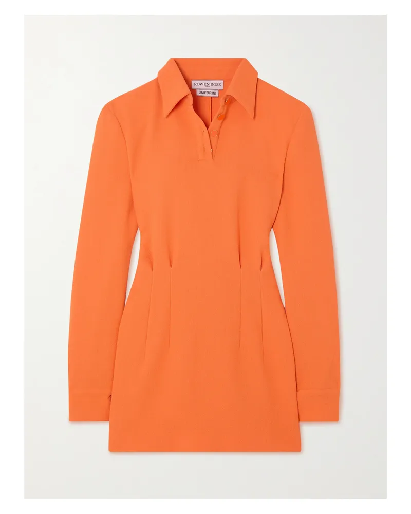 Rowen Rose Mini-hemdblusenkleid Aus Woll-crêpe - Orange Orange