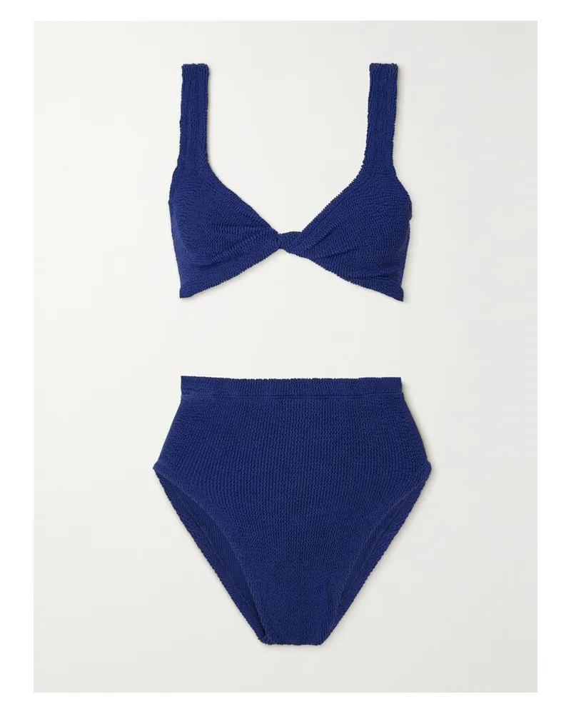 Hunza G Jamie Bikini Aus Seersucker Mit Twist-detail - Blau Blau