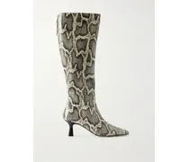 Klea Snake-effect Leather Knee Boots - Animal Print