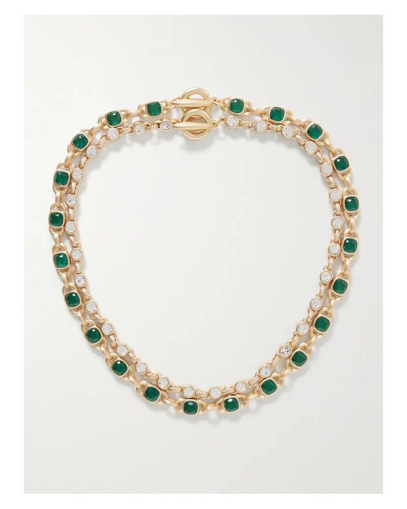 Roxanne Assoulin The Jeweled Link Set Of Two Gold-tone Crystal Necklaces - Green Green
