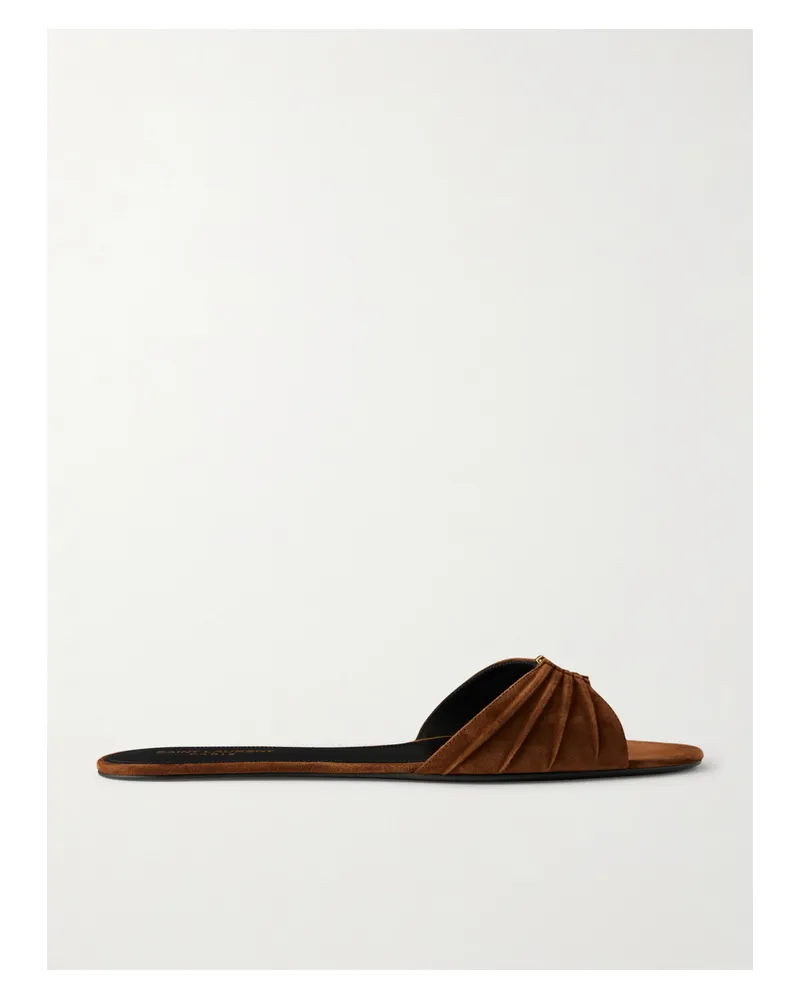 Saint Laurent Babylon Suede Sandals - Metallic Metallic