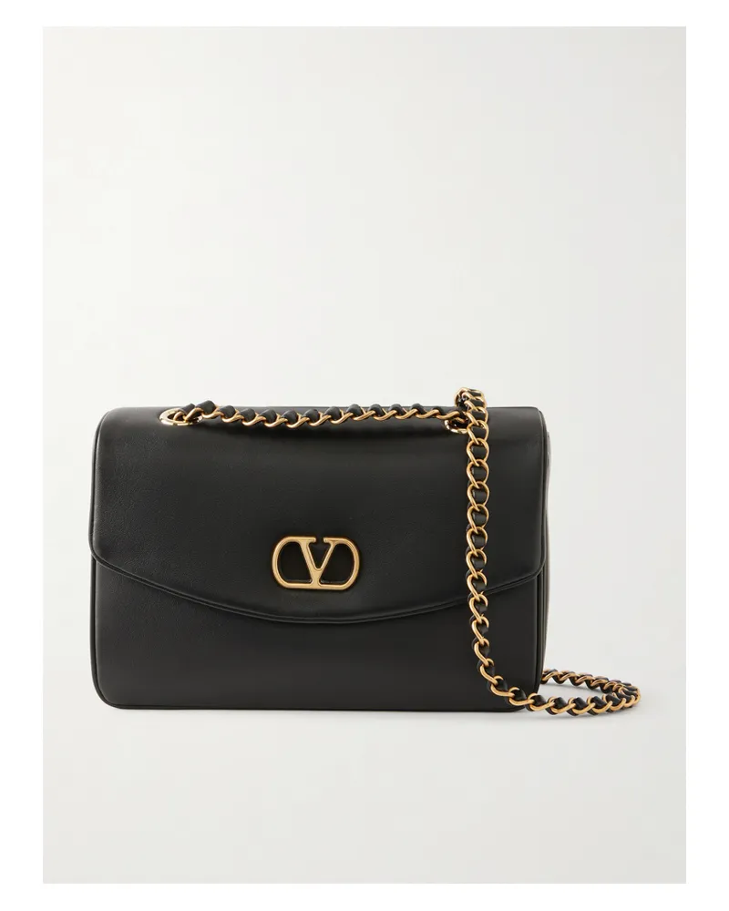 Valentino Garavani Djuna Embellished Leather Shoulder Bag - Black Black