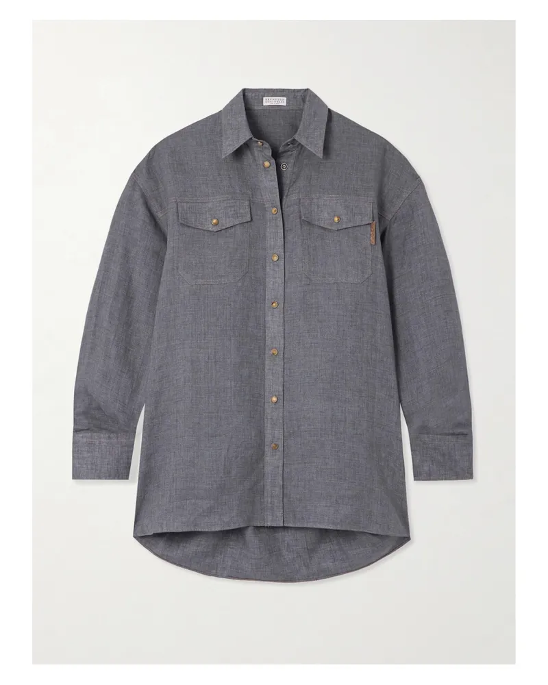 Brunello Cucinelli Hemd Aus Leinen - Grau Grau