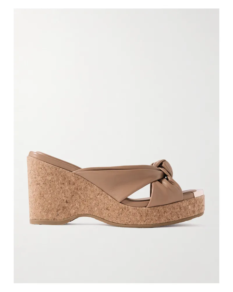 Jimmy Choo Avenue 95 Wedges Aus Leder Mit Knoten Und Verzierung - Neutral Neutral